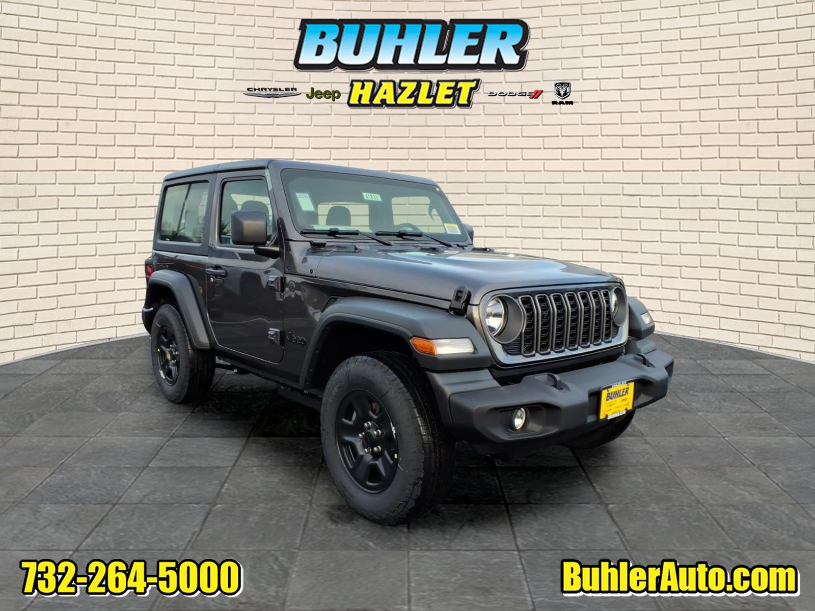 2026 Jeep Wrangler WRANGLER 2-DOOR SPORT in Granite Crystal Metallic Clear-Coat Exterior Paint — front three-quarter view