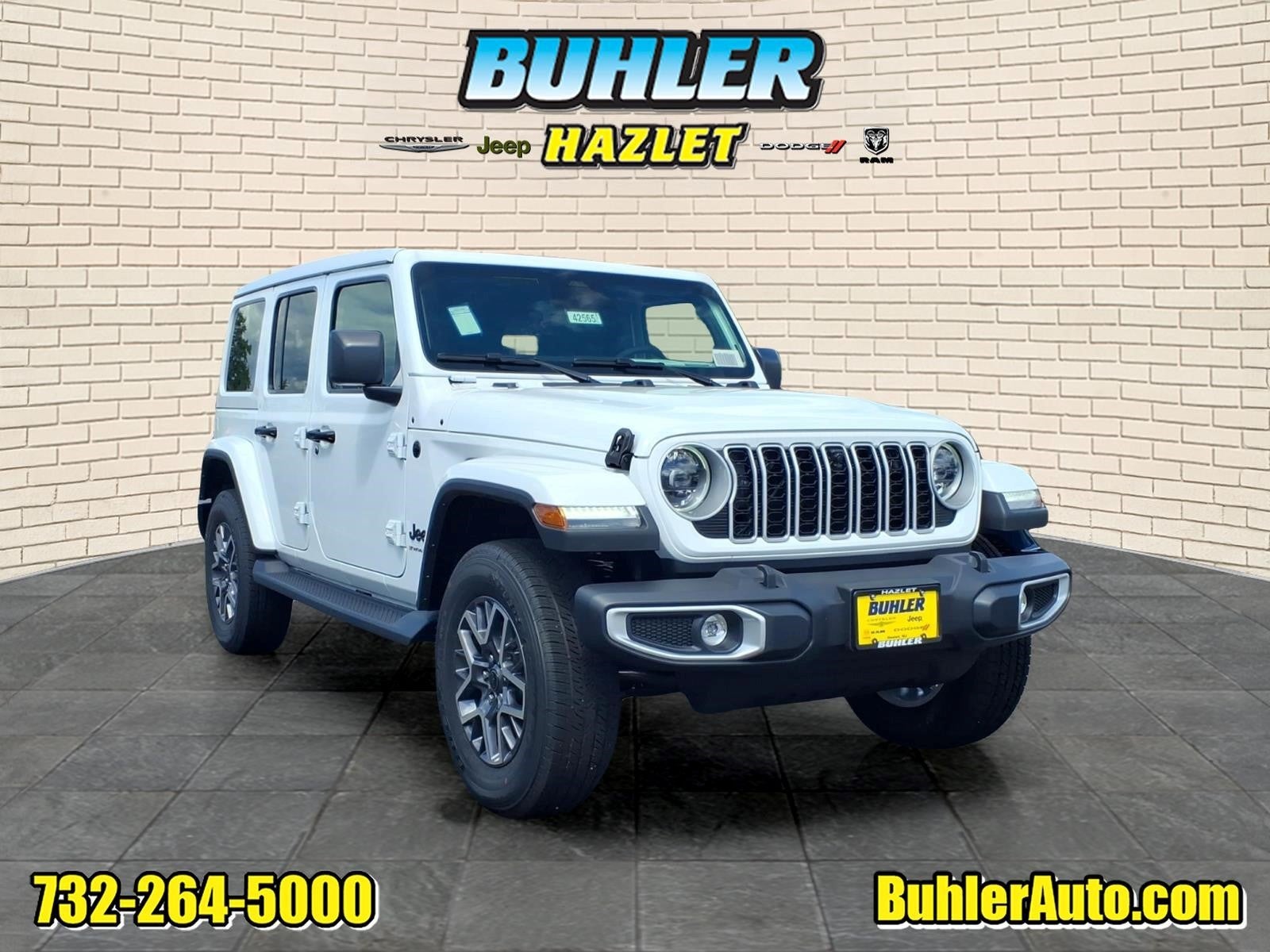 2026 Jeep Wrangler WRANGLER 4-DOOR SAHARA in Bright White Clear-Coat Exterior Paint — front three-quarter view