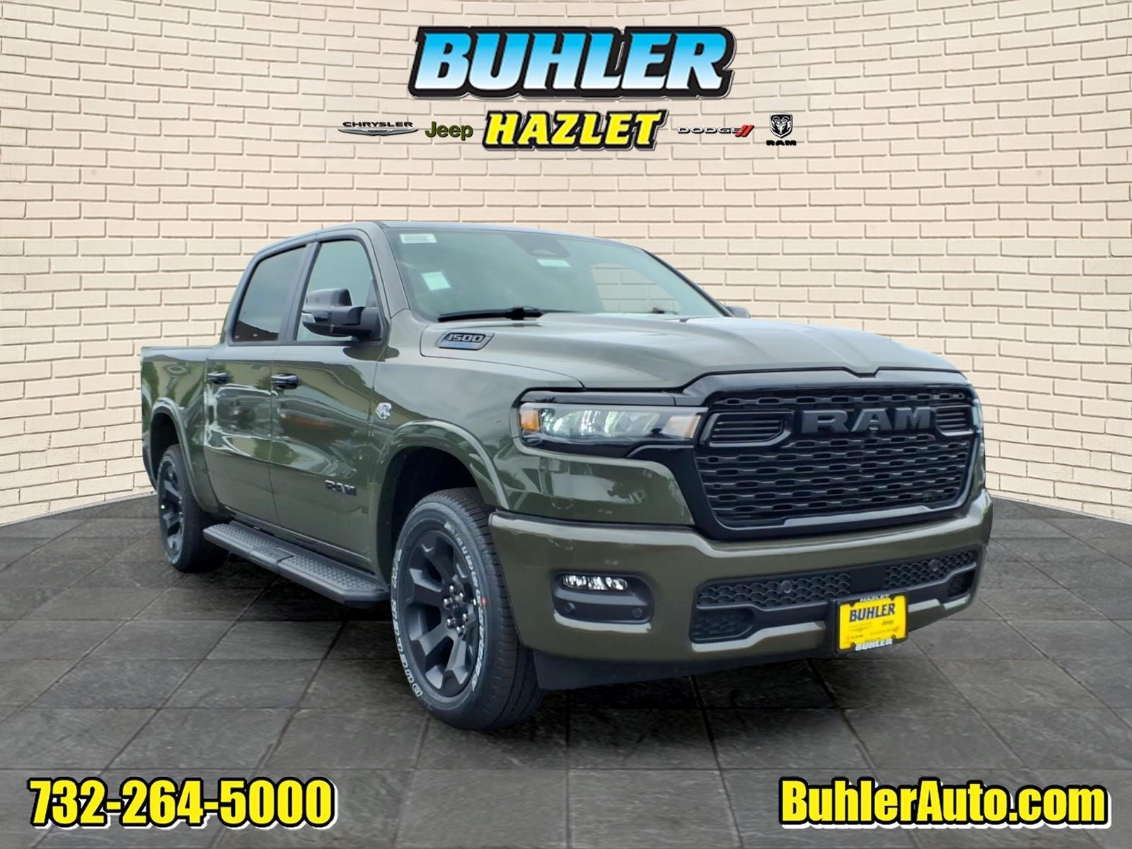 2026 RAM Ram 1500 RAM 1500 BIG HORN CREW CAB 4X4 5'7' BOX in Tank Exterior Paint — front three-quarter view
