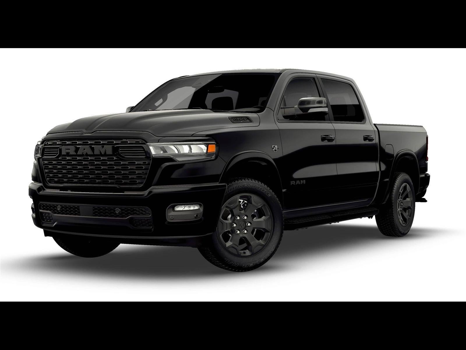 2026 RAM Ram 1500 RAM 1500 BIG HORN CREW CAB 4X4 5'7' BOX in Diamond Black Crystal Pearl-Coat Exterior Paint — front three-quarter view