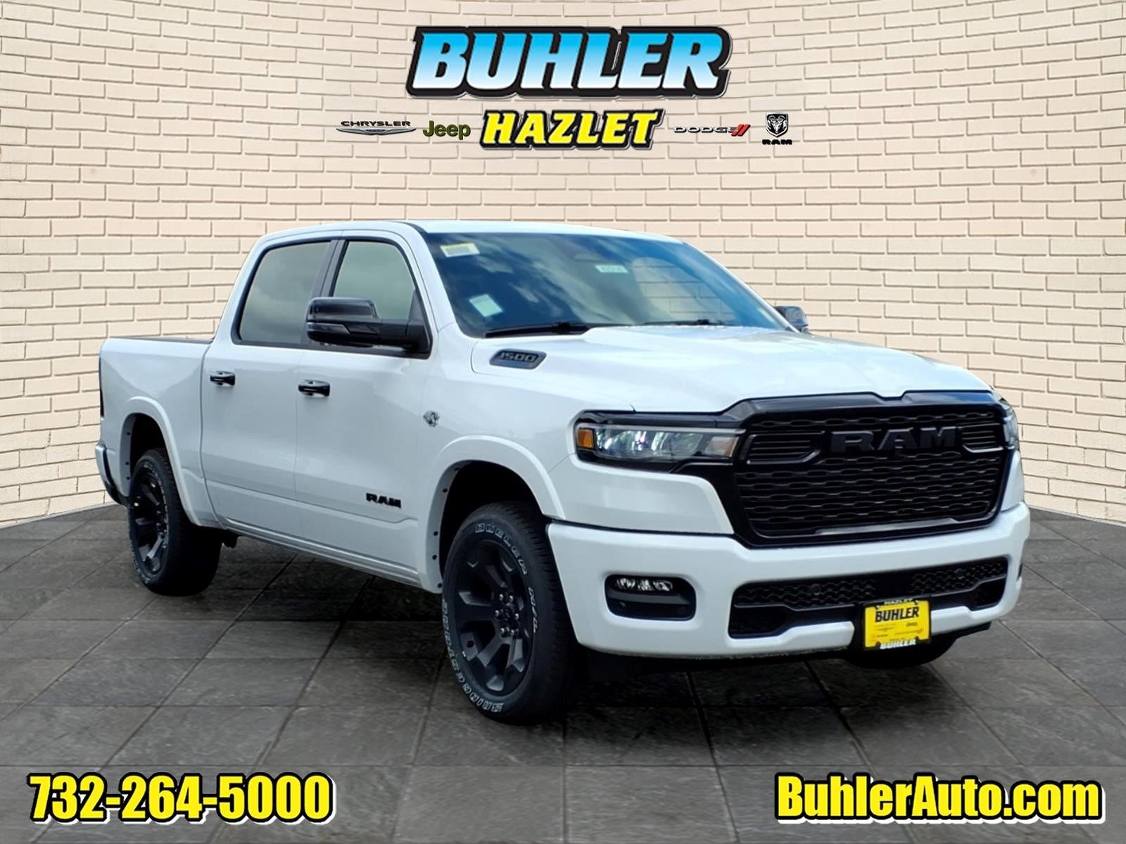 2026 RAM Ram 1500 RAM 1500 BIG HORN CREW CAB 4X4 5'7' BOX in Bright White Clear-Coat Exterior Paint — front three-quarter view