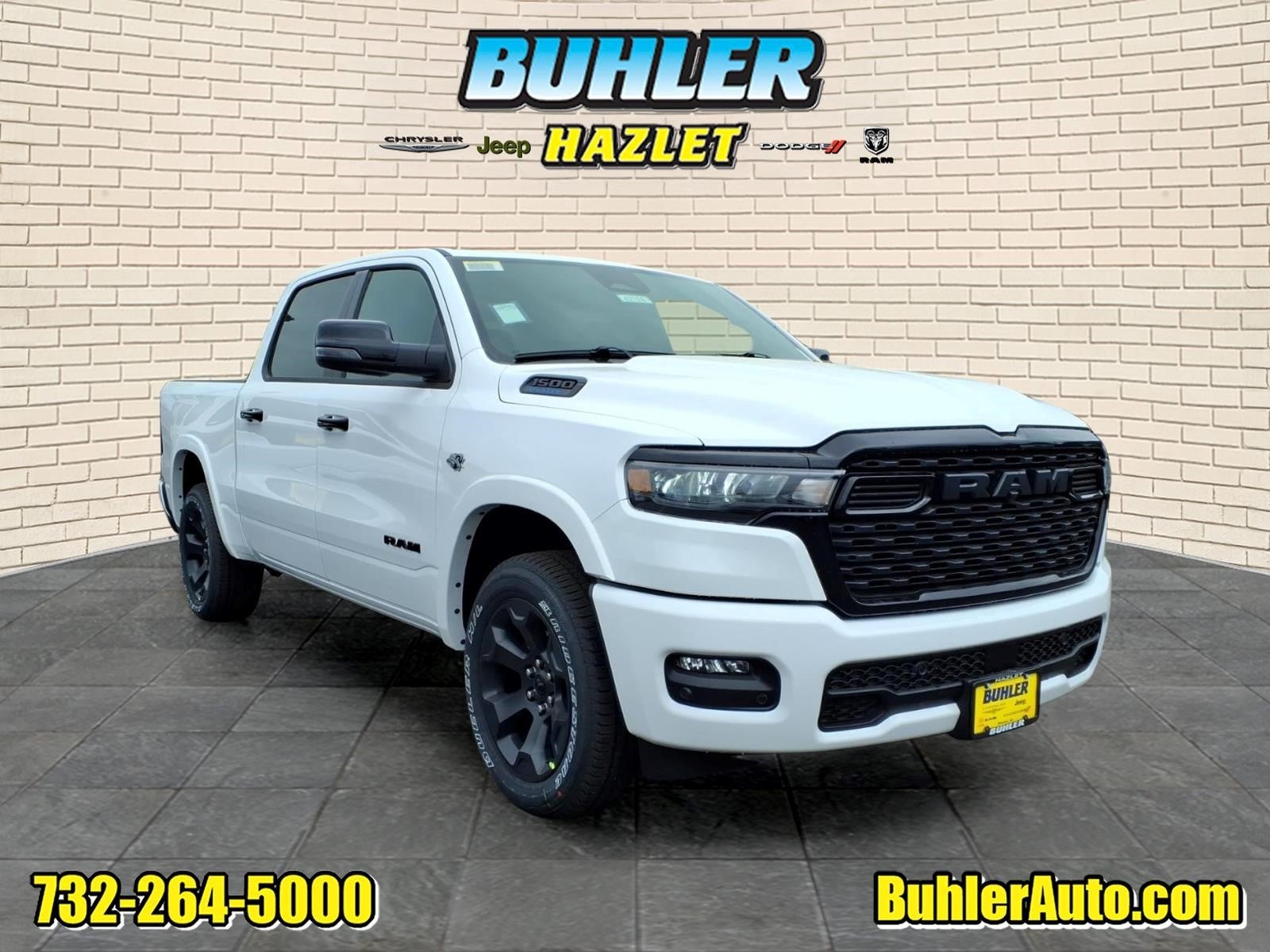 2026 RAM Ram 1500 RAM 1500 BIG HORN CREW CAB 4X4 5'7' BOX in Bright White Clear-Coat Exterior Paint — front three-quarter view