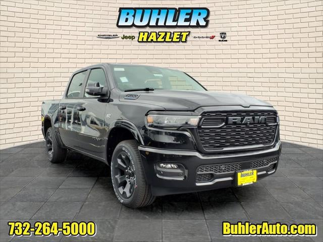 2026 RAM Ram 1500 RAM 1500 BIG HORN CREW CAB 4X4 5'7' BOX in Diamond Black Crystal Pearl-Coat Exterior Paint — front three-quarter view