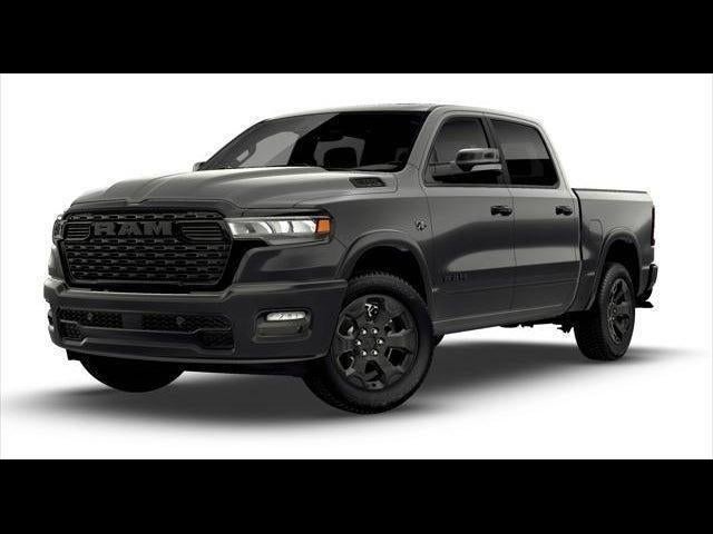 2026 RAM Ram 1500 RAM 1500 BIG HORN CREW CAB 4X4 5'7' BOX in Granite Crystal Metallic Clear-Coat Exterior Paint — front three-quarter view