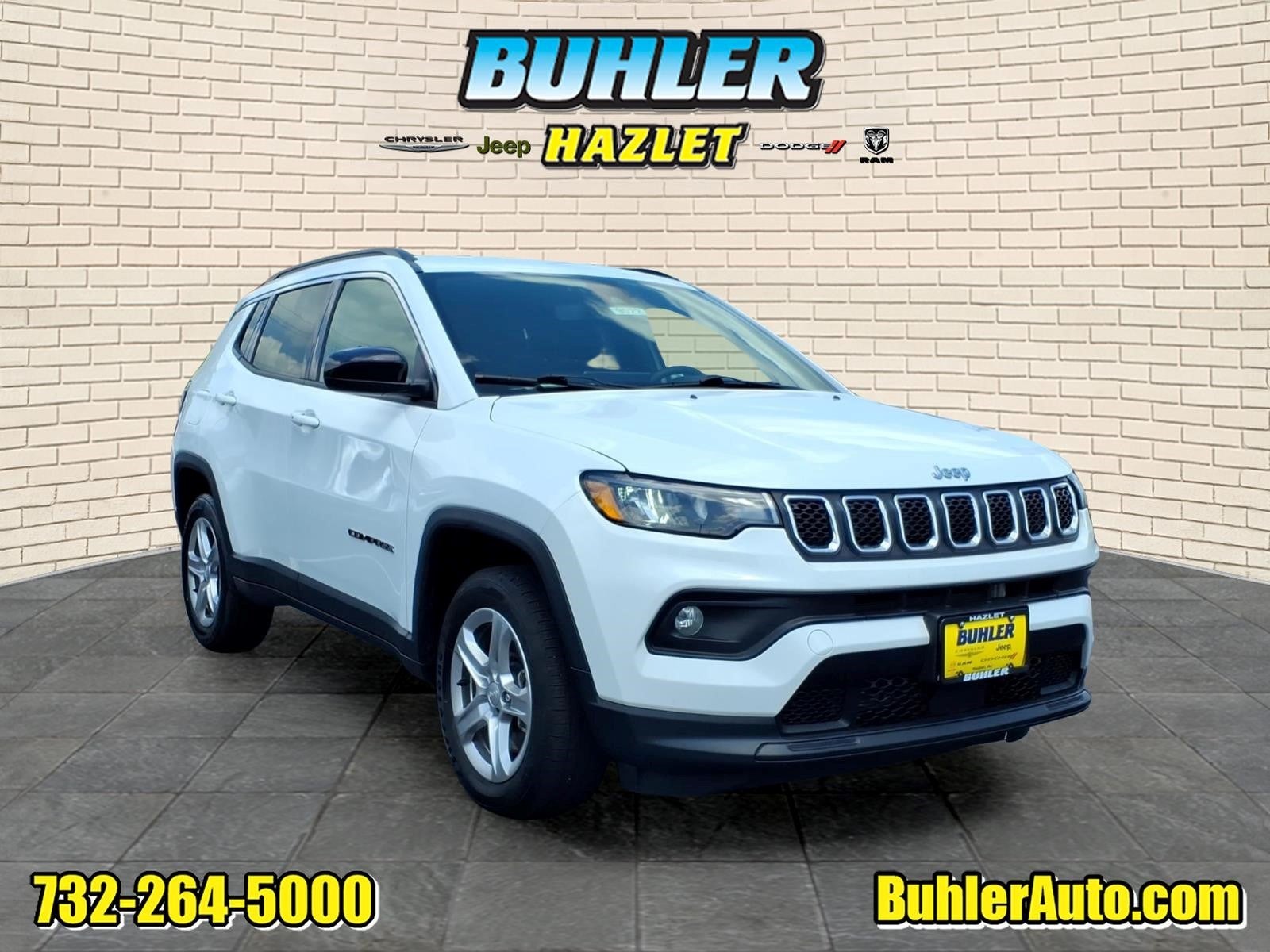 2024 Jeep Compass Latitude 4x4 in Bright White Clearcoat — front three-quarter view