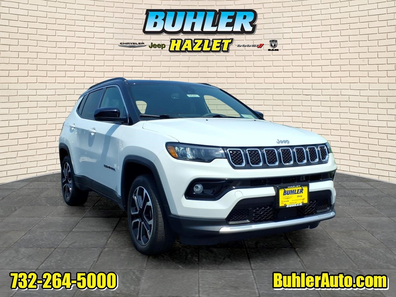 2023 Jeep Compass Limited 4x4 in Bright White Clearcoat — front three-quarter view