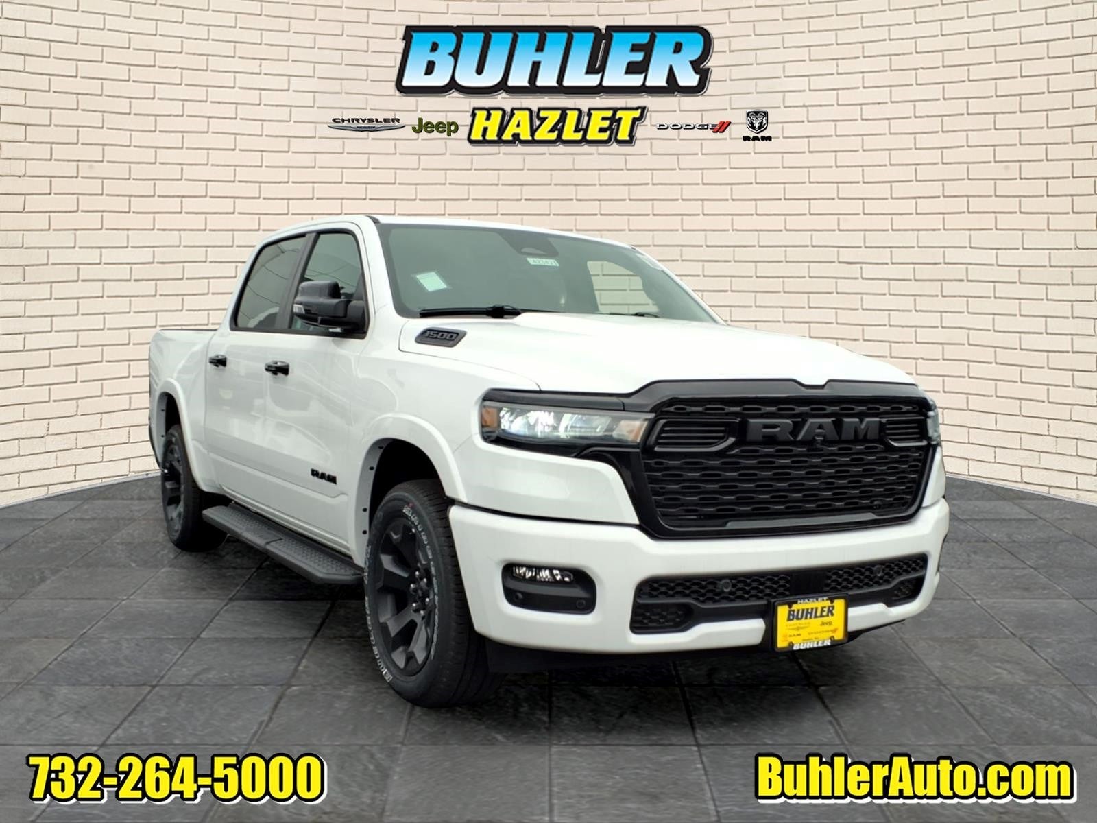 2026 RAM Ram 1500 RAM 1500 LONE STAR CREW CAB 4X4 5'7' BOX in Bright White Clear-Coat Exterior Paint — front three-quarter view